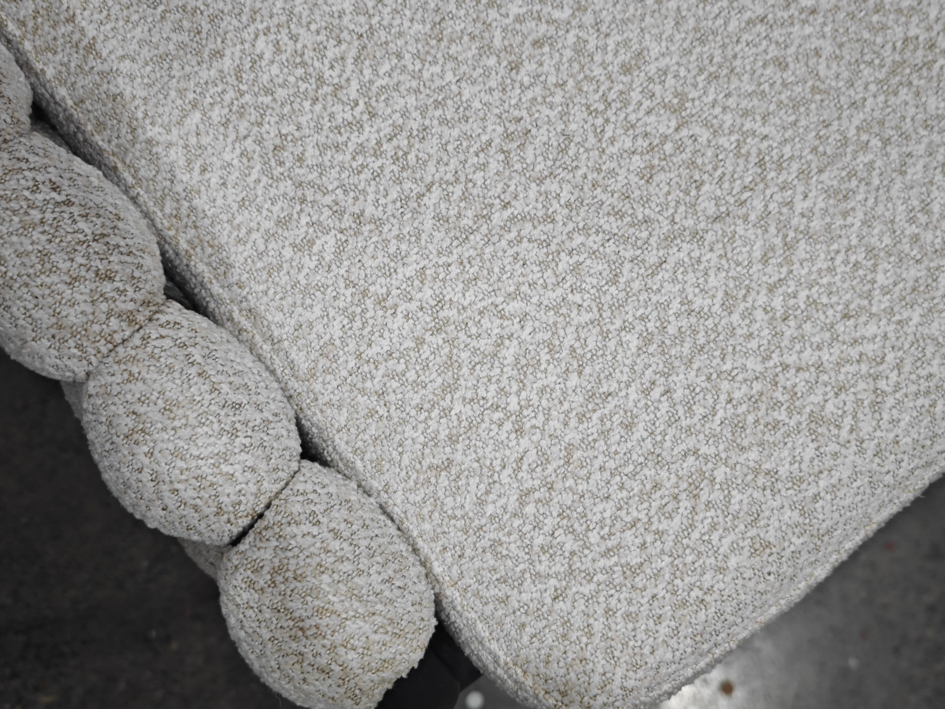 Textured boucle fabric armchair in neutral beige