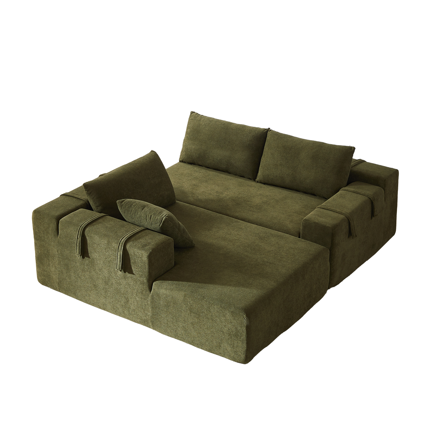 Deep green sectional sofa with plush cushions modern modular design ideal for living rooms