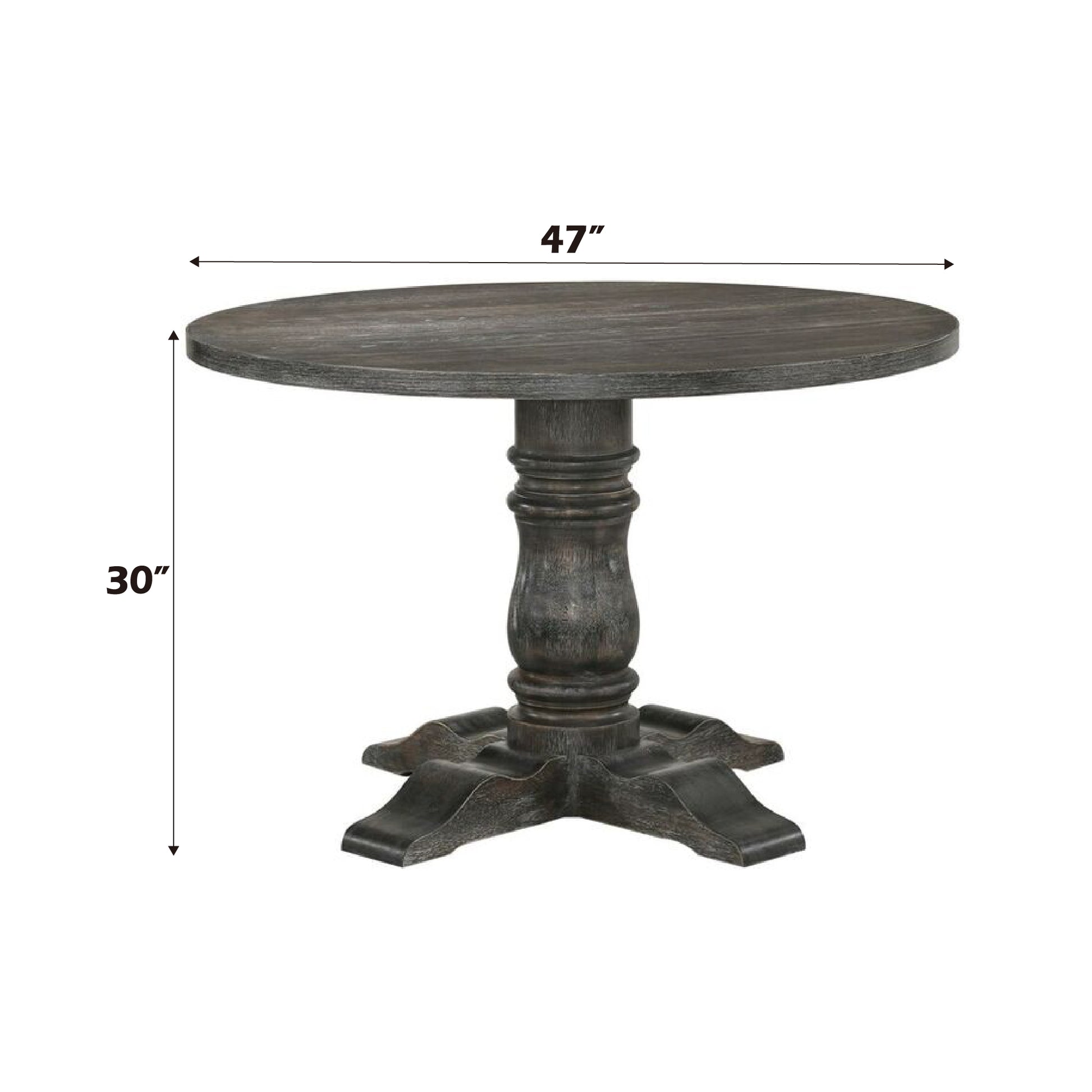 Rustic dark wood pedestal dining table