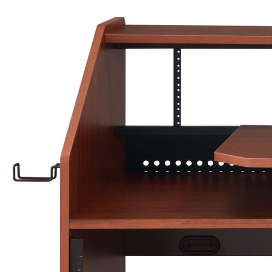 Cherry wood recording studio desk with rack mount