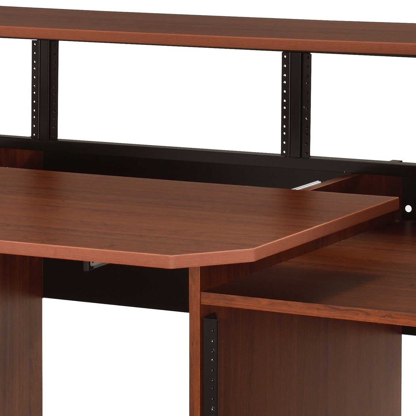 Cherry wood studio desk with adjustable rack mount rails