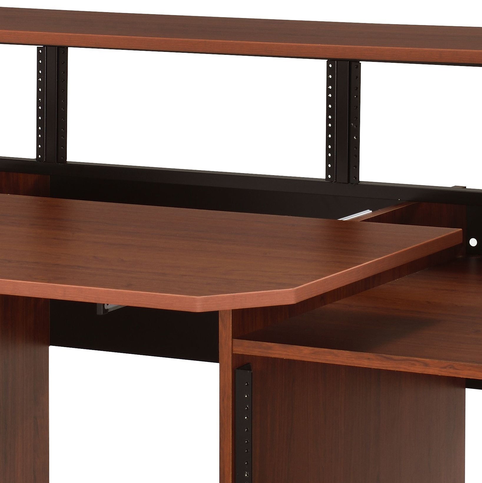 Cherry wood studio desk with adjustable rack mount rails