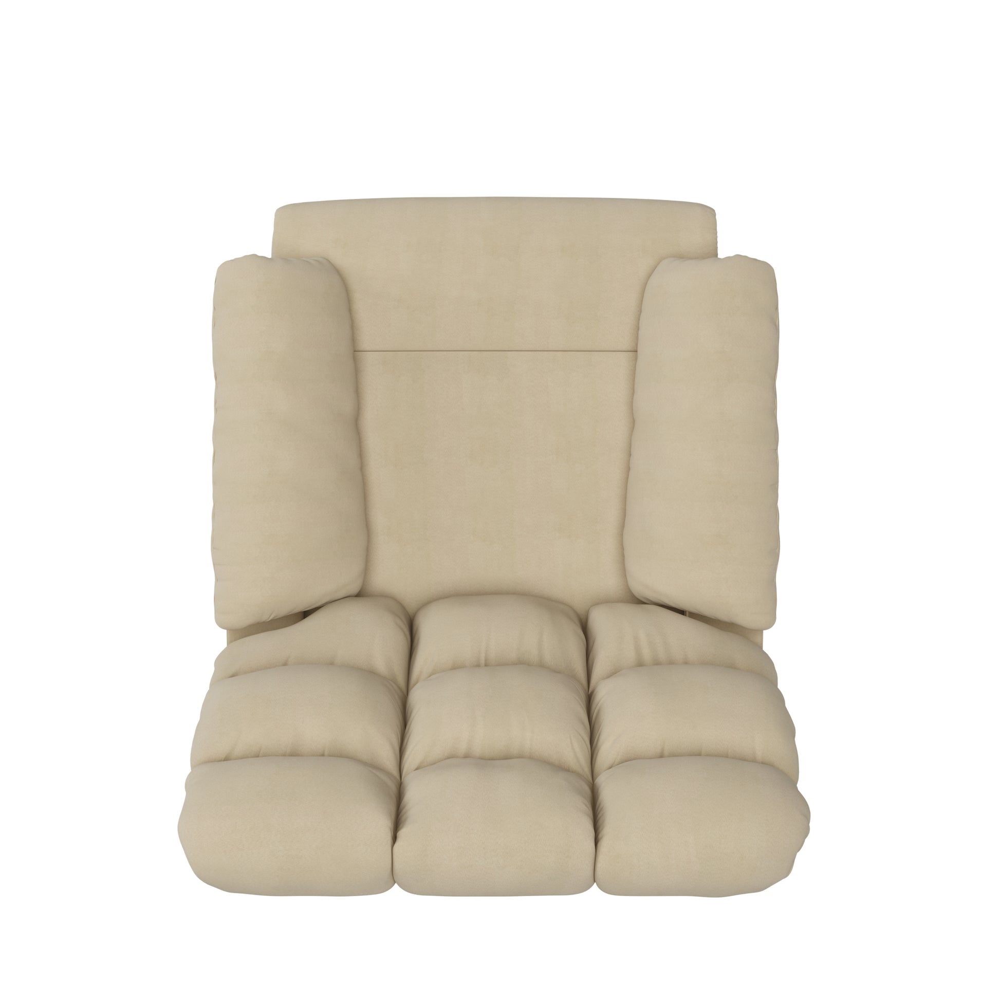 Padded beige armchair with plush cushions