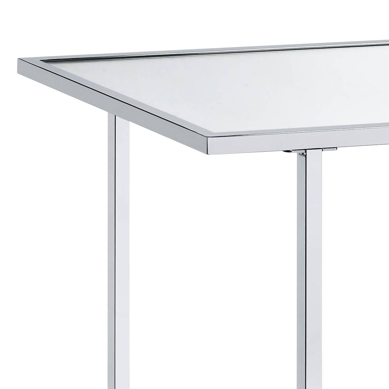 Chrome and glass accent table with sleek metallic finish