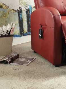 Red leather electric lift chair with remote control