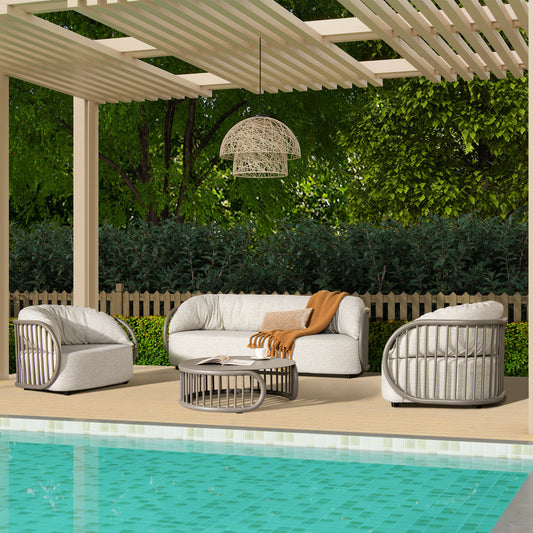 Modern outdoor patio furniture set with sofa and chairs