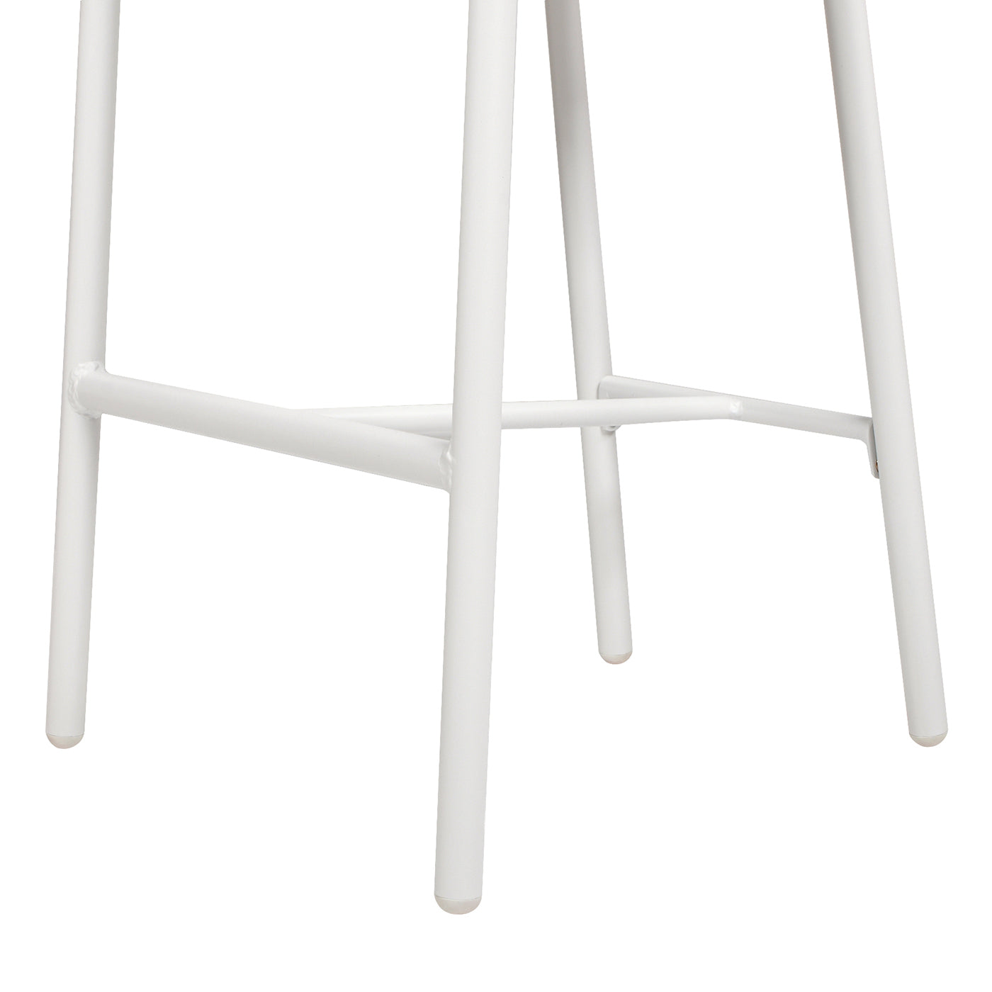 White metal bar stool legs with footrests and floor protectors
