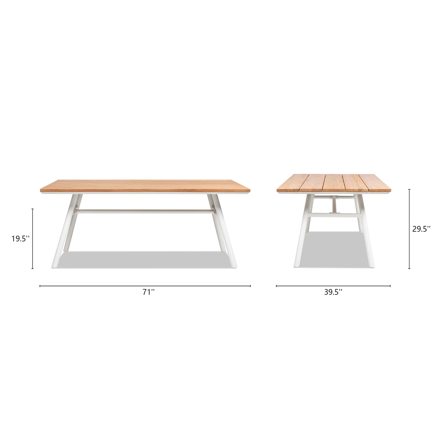 inch wooden coffee table with white metal legs