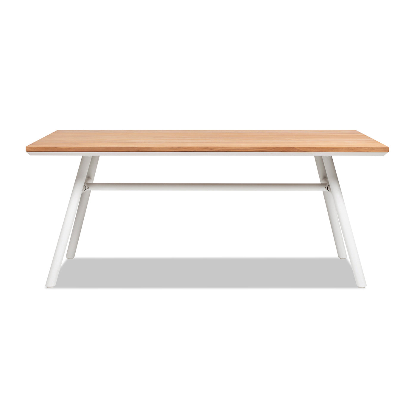 Oak wood dining table with white metal legs