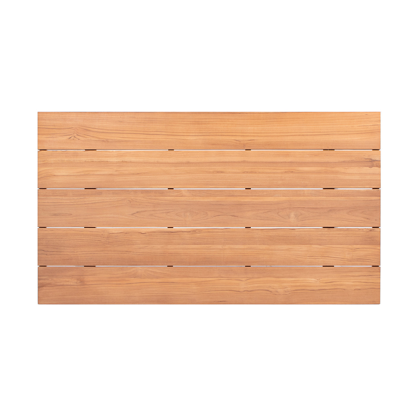 Natural teak wood tabletop with horizontal plank design