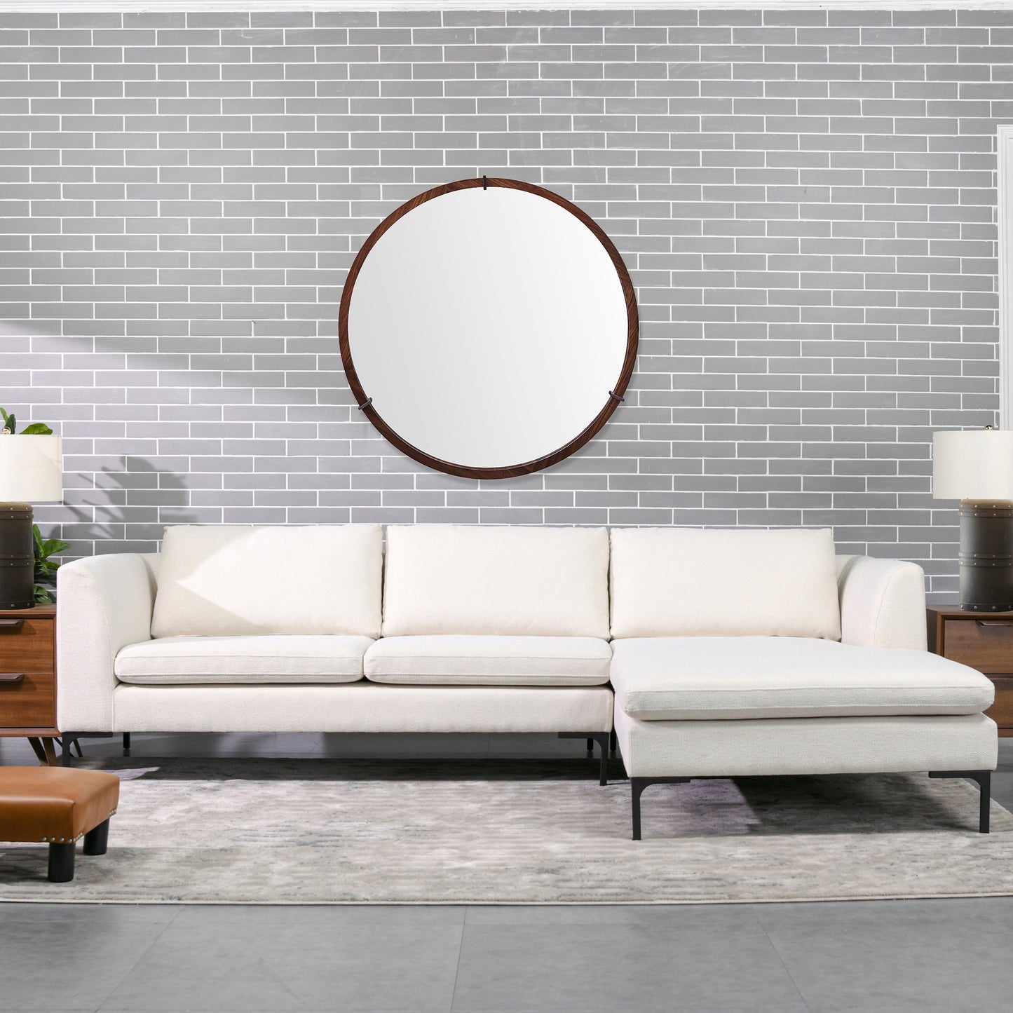Modern cream sectional sofa with chaise perfect for a contemporary living room