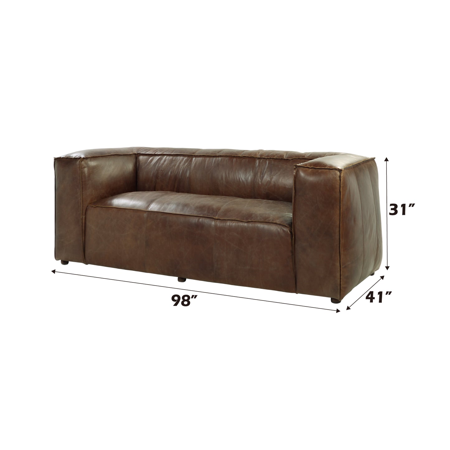 Brown leather Chesterfield sofa with tufted back and arms  inches wide