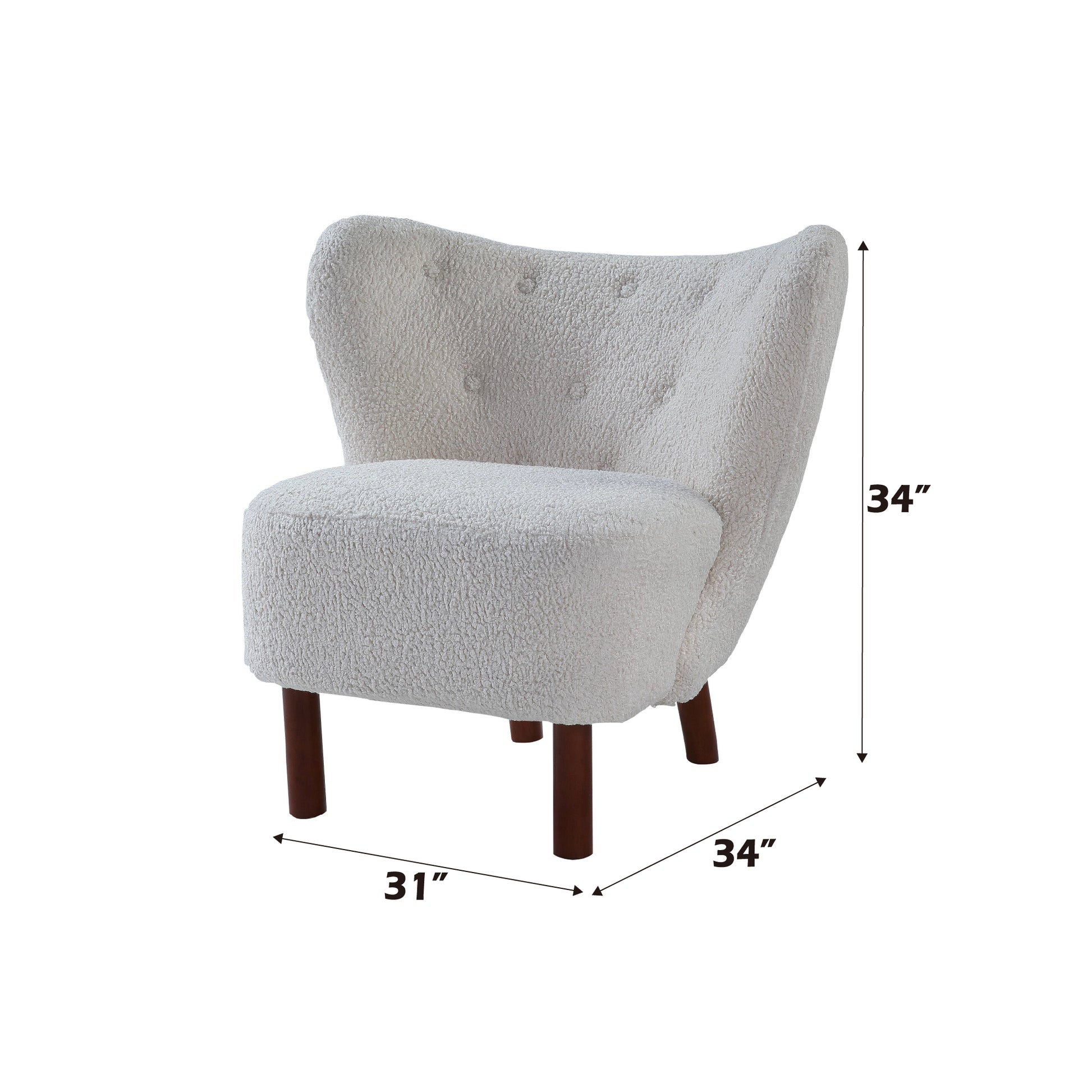 Plush white accent chair with button tufting and tapered wooden legs perfect for cozy reading nooks