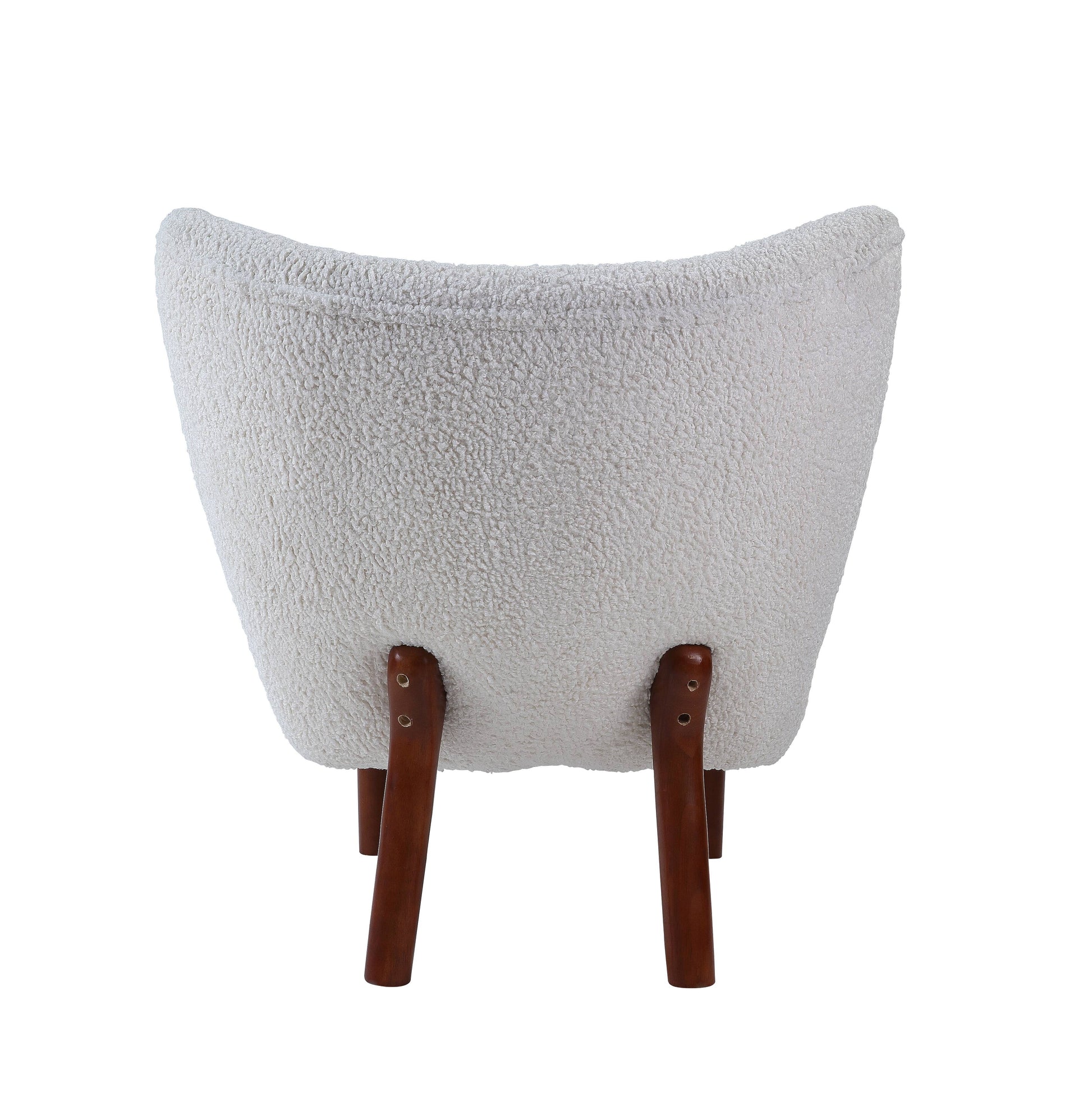 Cream boucle accent chair with tapered wooden legs perfect for modern living rooms
