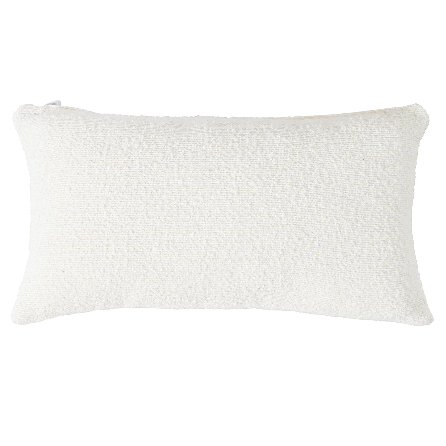 Cream textured lumbar throw pillow with a subtle weave for a cozy feel