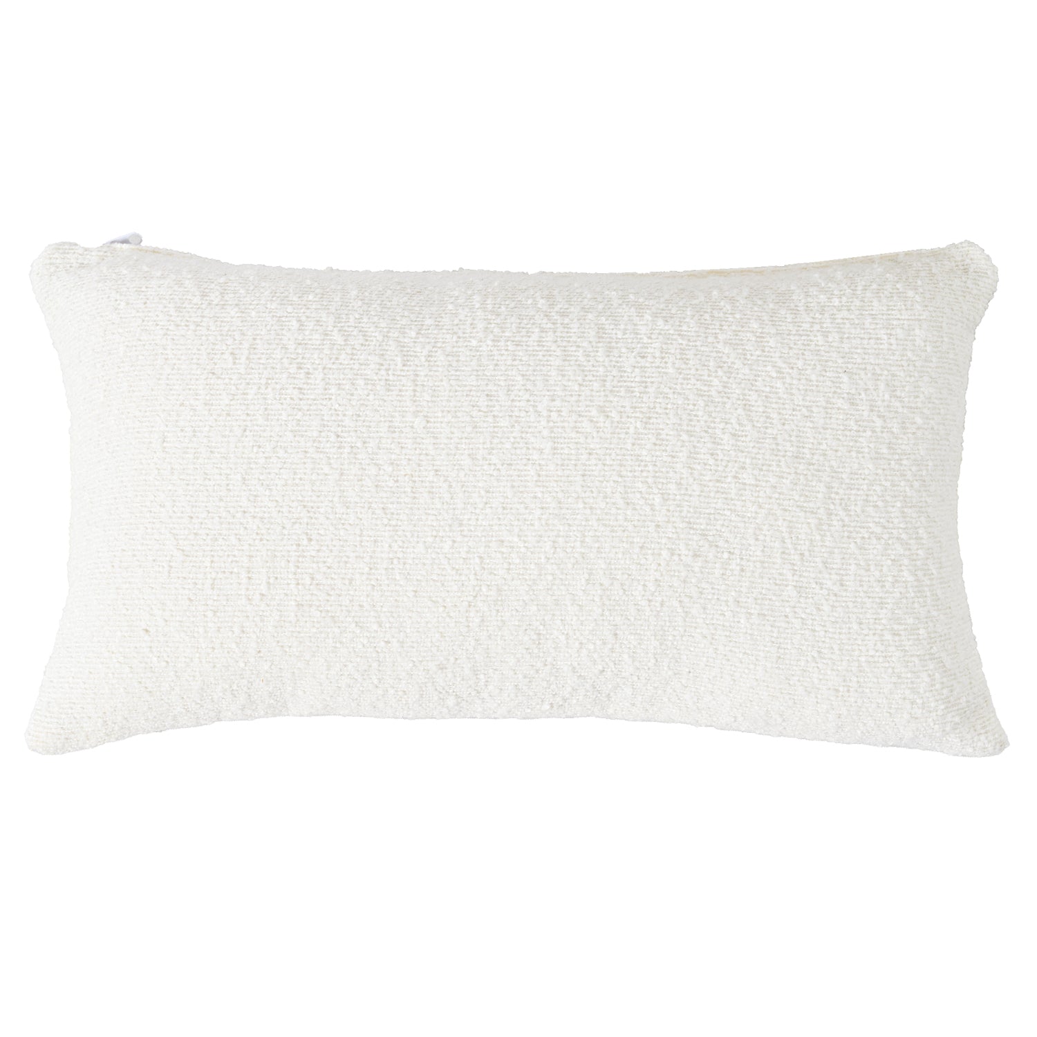 Cream textured lumbar throw pillow with a subtle weave for a cozy feel