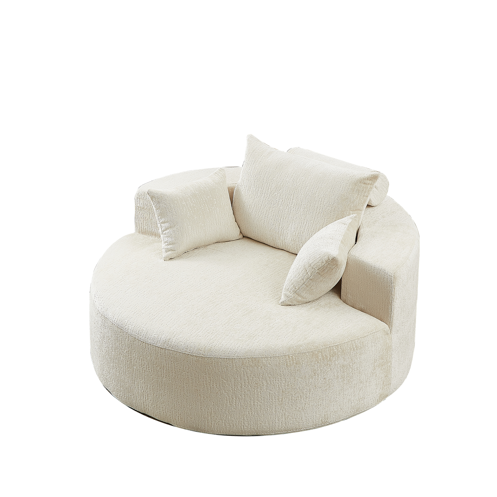 Plush cream boucle fabric accent chair with comfortable cushions for modern living spaces