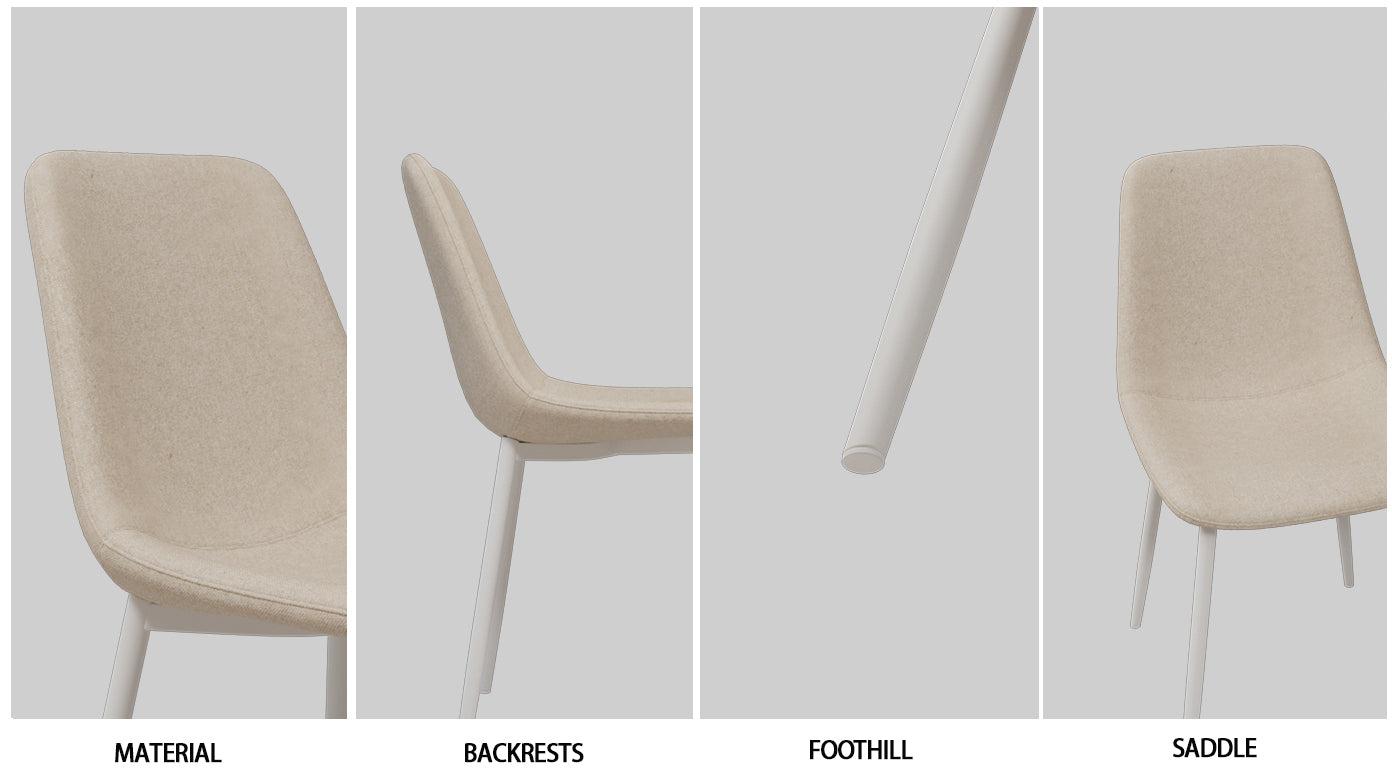 Close up of beige textured fabric material on a modern dining chair