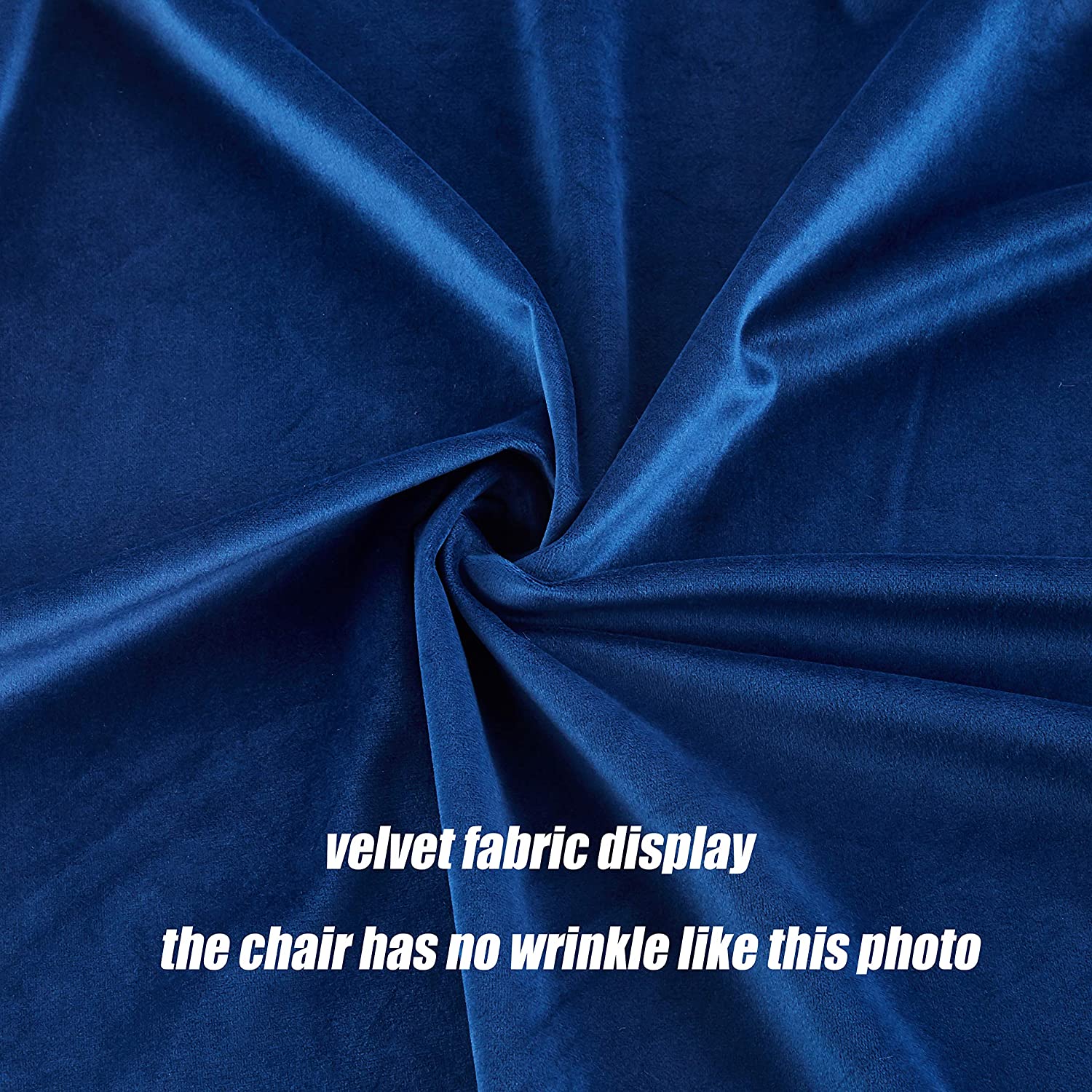 Closeup of rich royal blue velvet fabric draped showcasing smooth texture