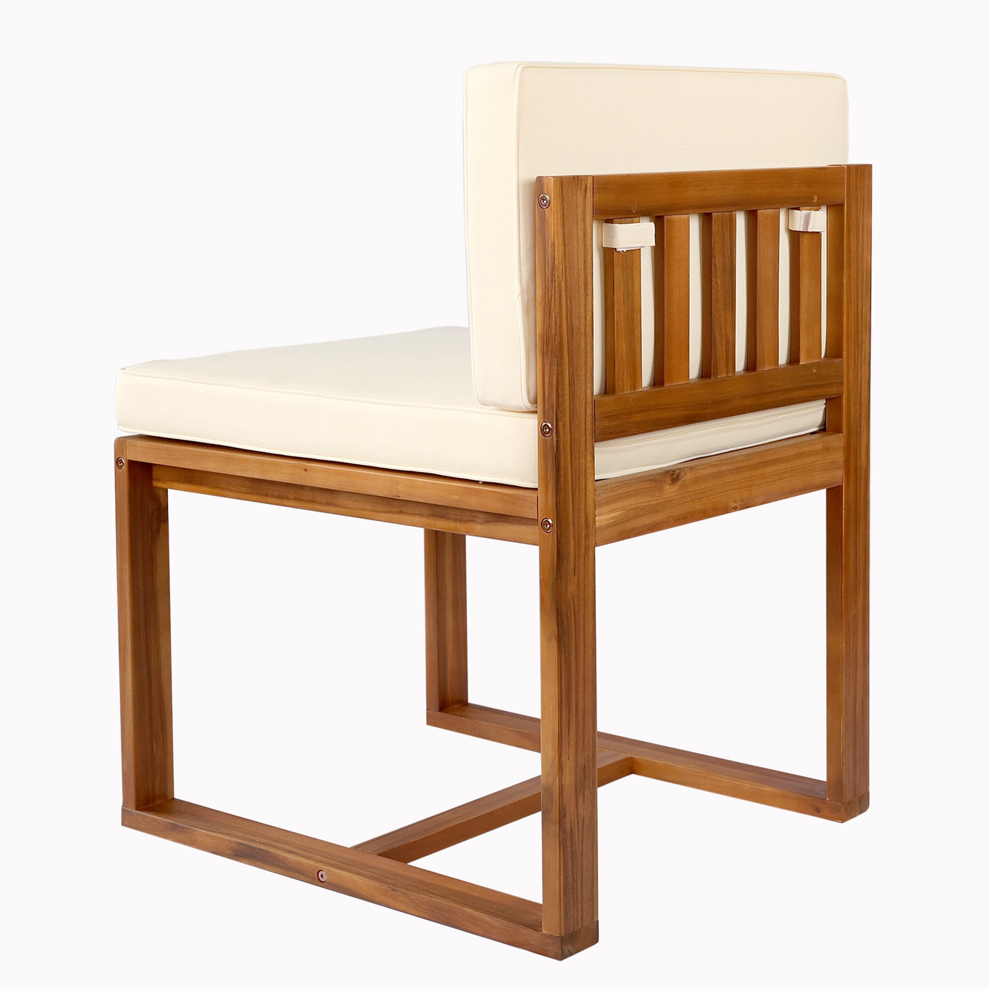 Wooden patio chair with cream cushions modern design durable teak frame