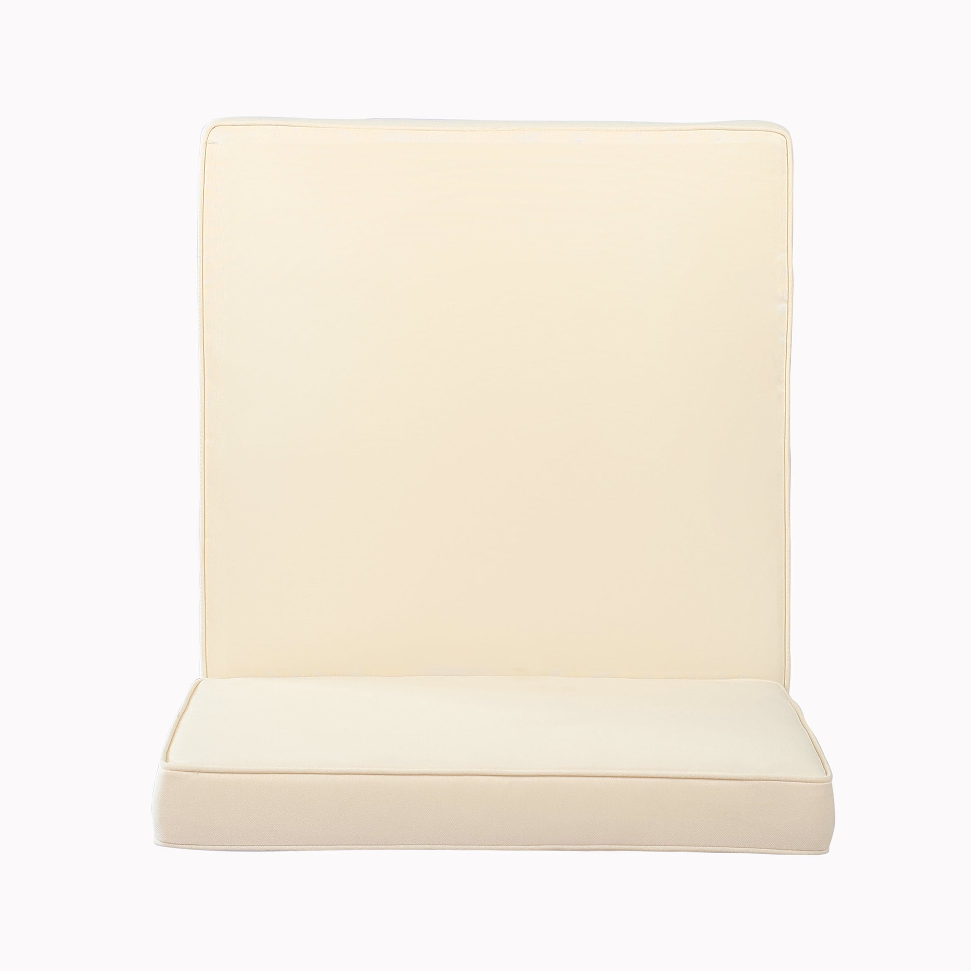 Cream tufted outdoor chair cushion set with piping detail for comfort and style