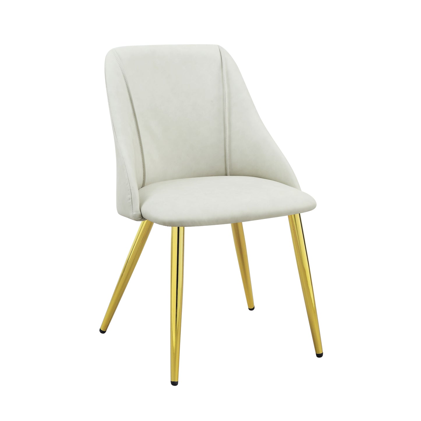 Modern accent chair with plush cream upholstery and elegant gold legs