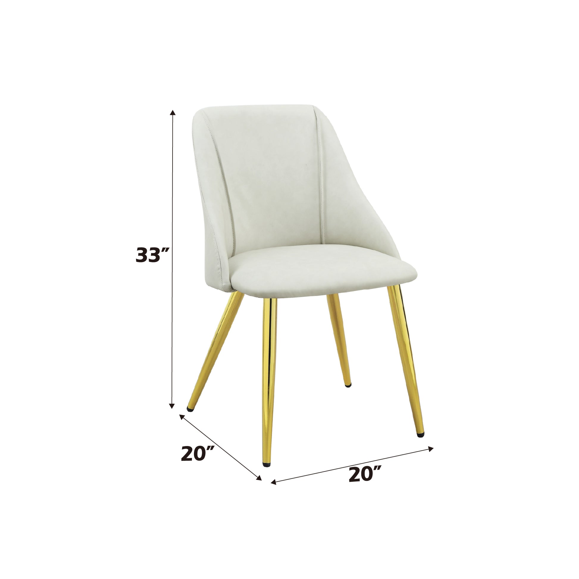 Modern upholstered dining chair in cream with gold metal legs  H