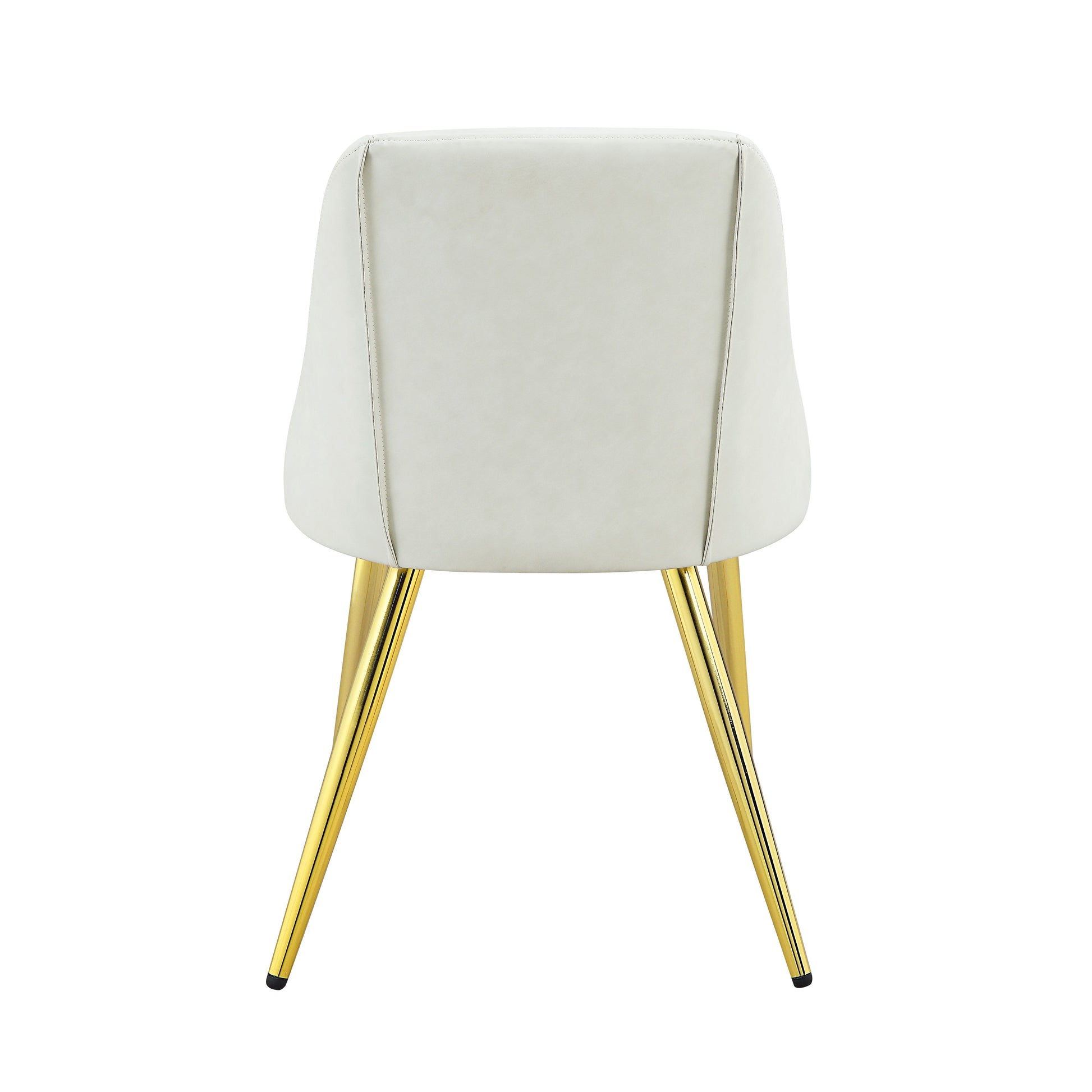 Elegant cream upholstered dining chair with sleek gold metal legs modern accent chair