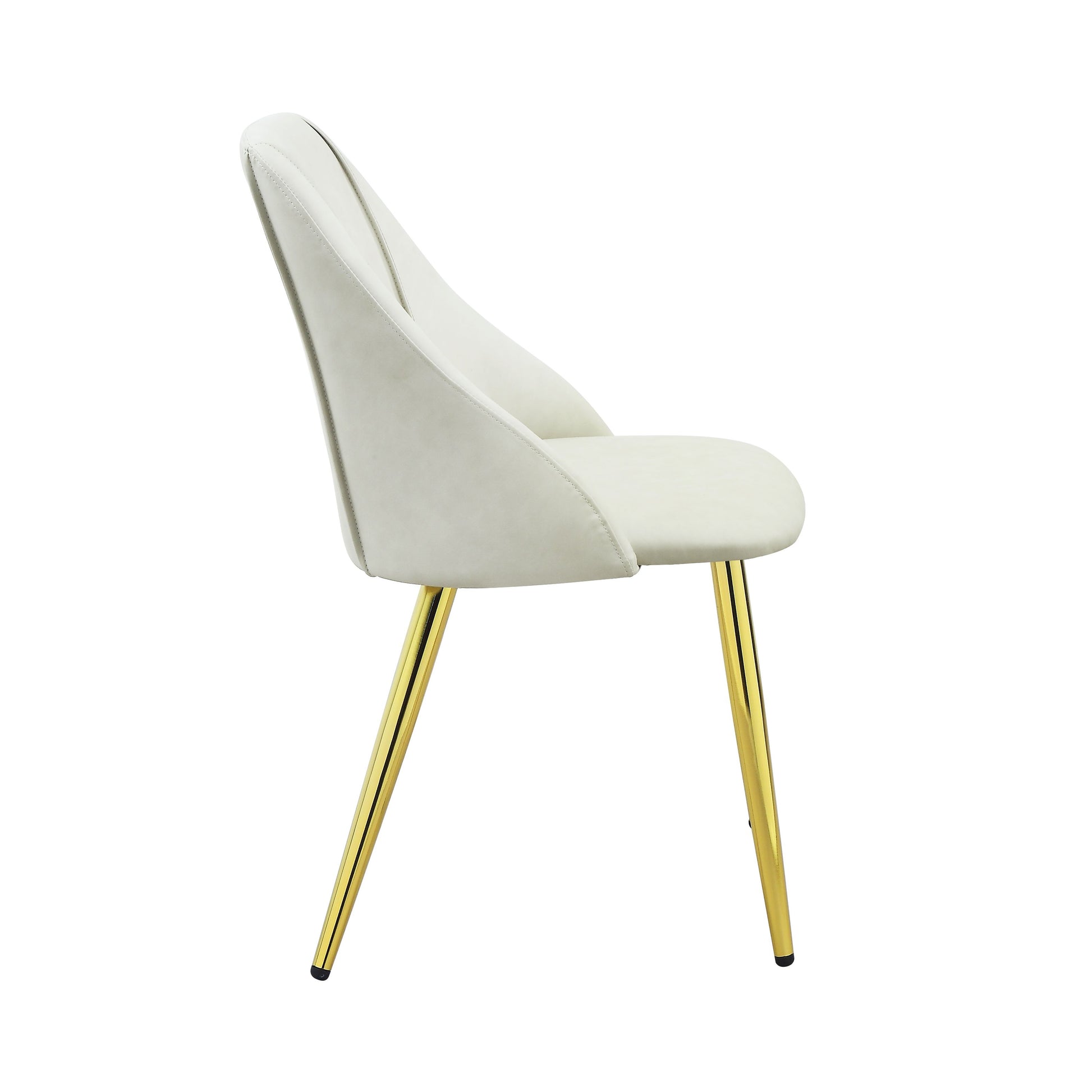 Cream velvet accent chair with elegant gold metal legs perfect for modern dining rooms