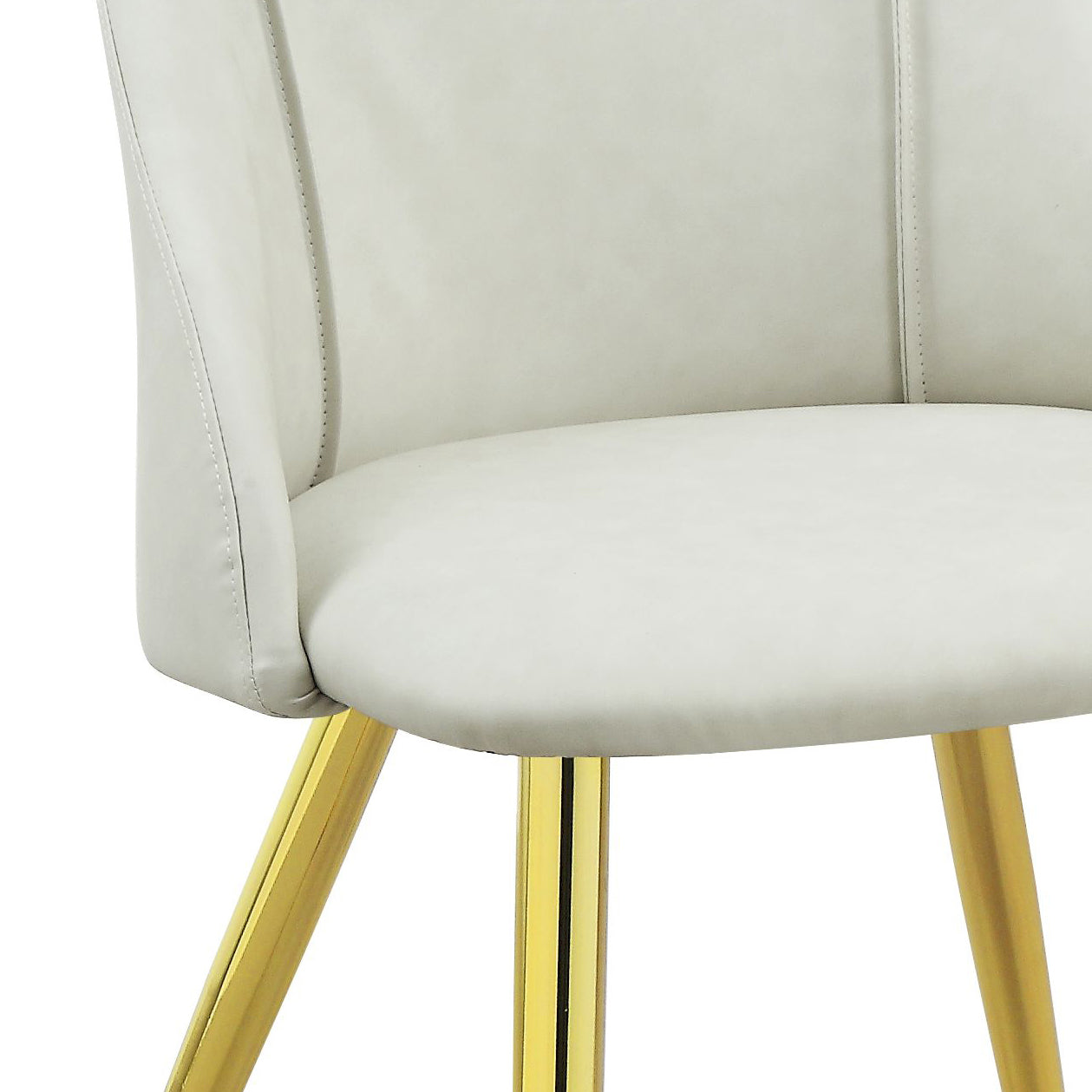 Cream velvet accent chair with gold metal legs