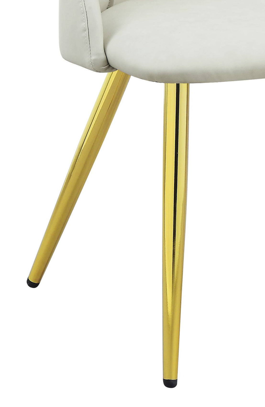 White faux leather accent chair with polished gold metal legs