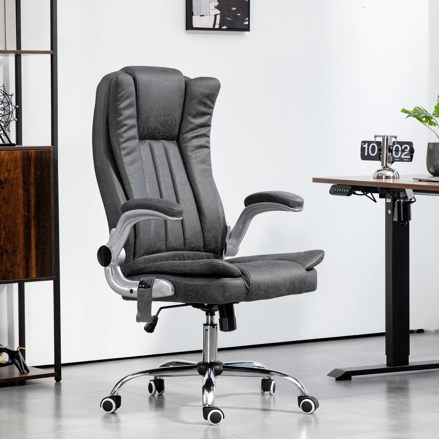 Dark grey executive office chair with adjustable lumbar support