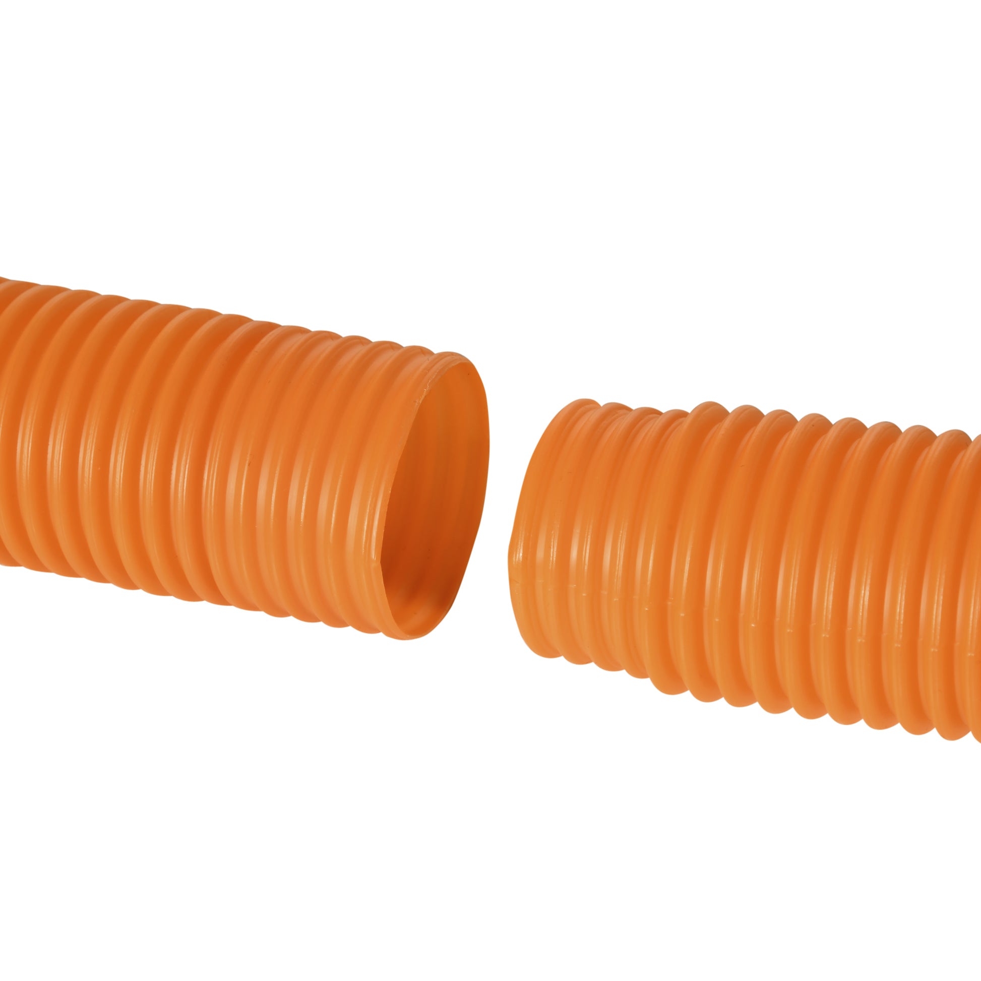 Orange corrugated flexible conduit pipe for electrical wiring protection