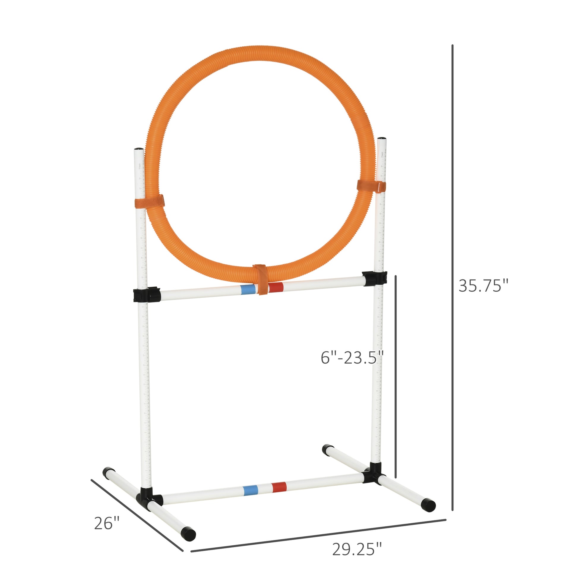 Adjustable orange agility hoop for dog training adjustable height  inches