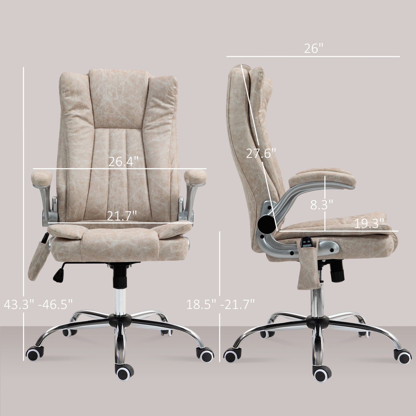 Beige executive office chair with adjustable height and lumbar support