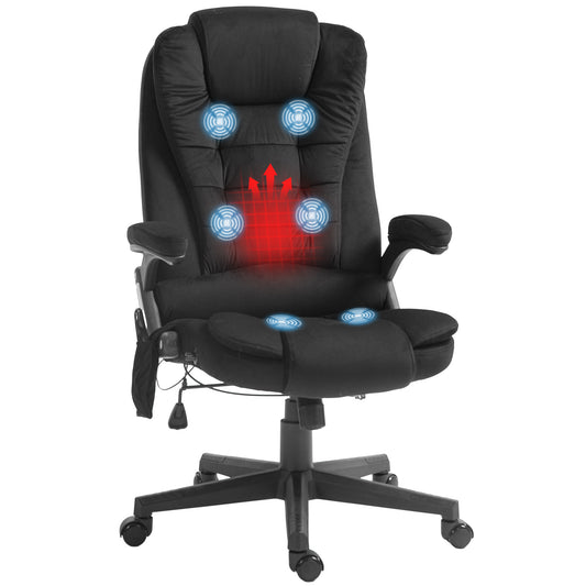 Black executive massage chair with heat and multiple vibration nodes for comfort
