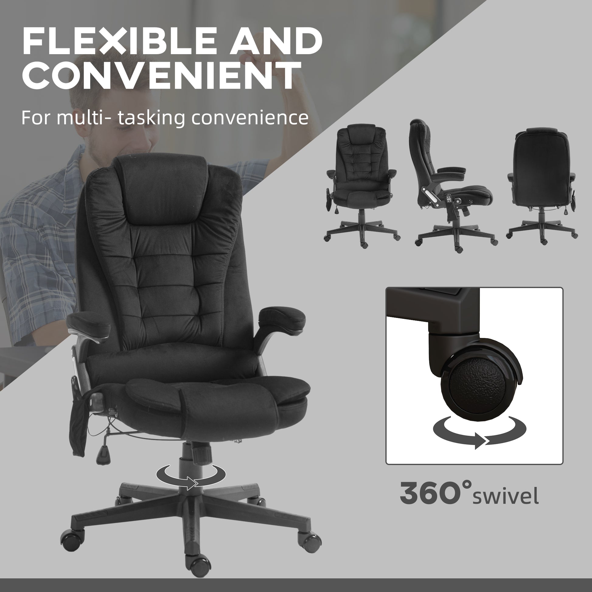 Black executive office chair with plush cushioning and adjustable armrests