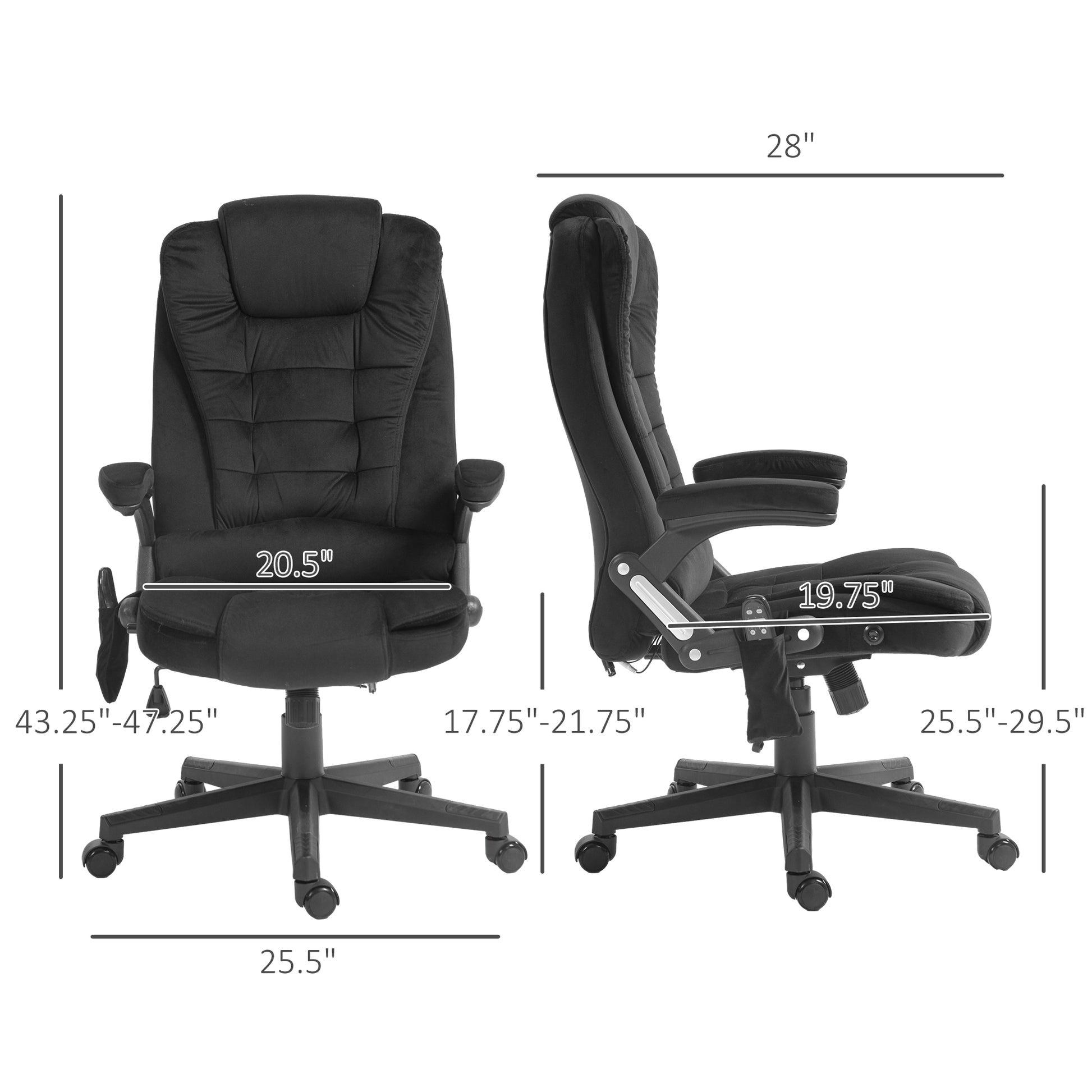 Black executive office chair with plush padding and adjustable height
