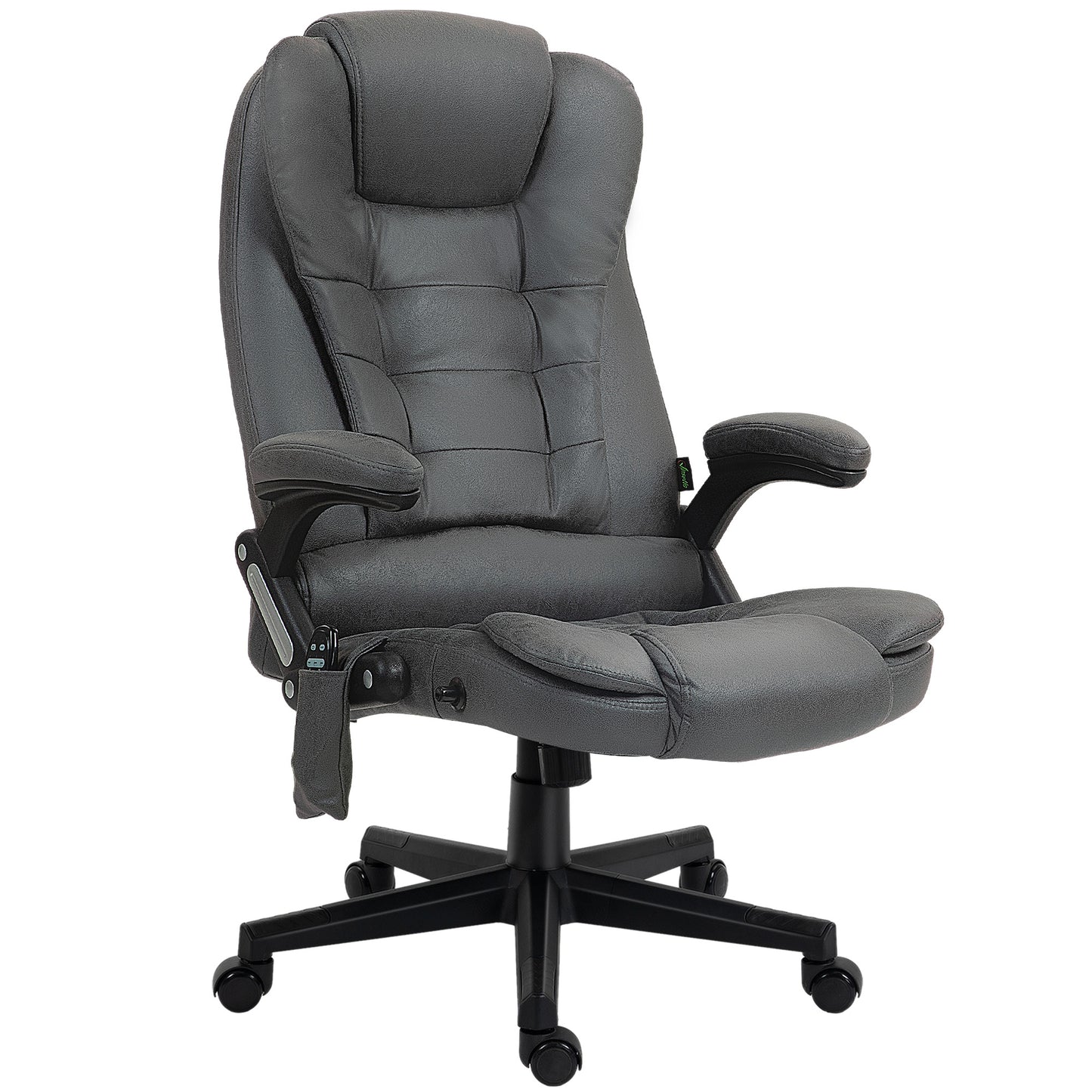 Gray executive ergonomic chair with plush cushioning and adjustable armrests