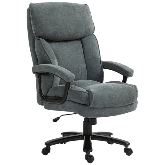 Ergonomic grey fabric office chair with adjustable height and lumbar support