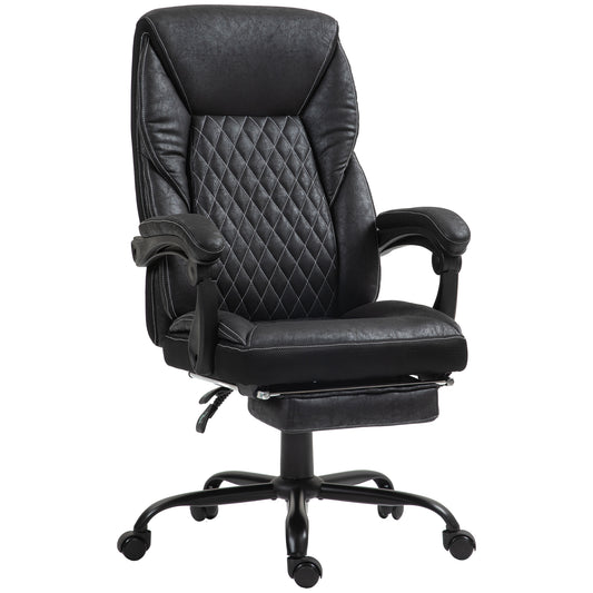 Black executive office chair with diamond stitching and padded arms