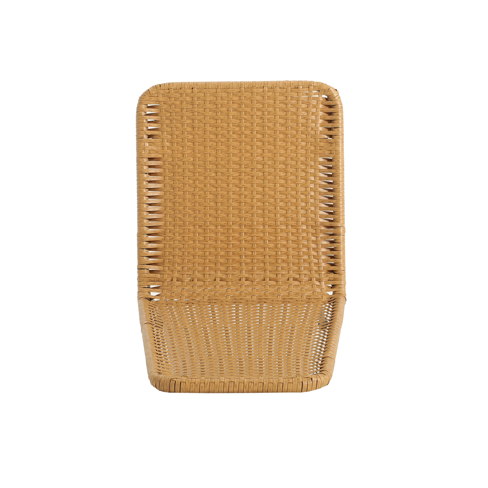 Woven rattan outdoor chair in natural tan color perfect for patio seating