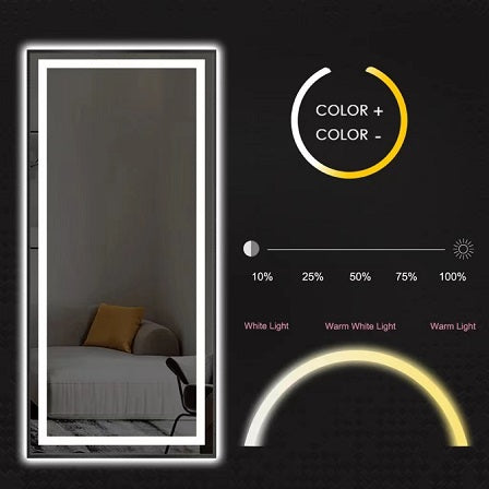 Rectangular backlit mirror with adjustable color temperature perfect for vanity lighting