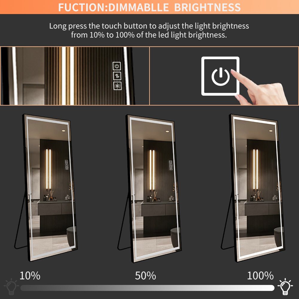Fulllength LED mirror showing  brightness perfect for bedrooms