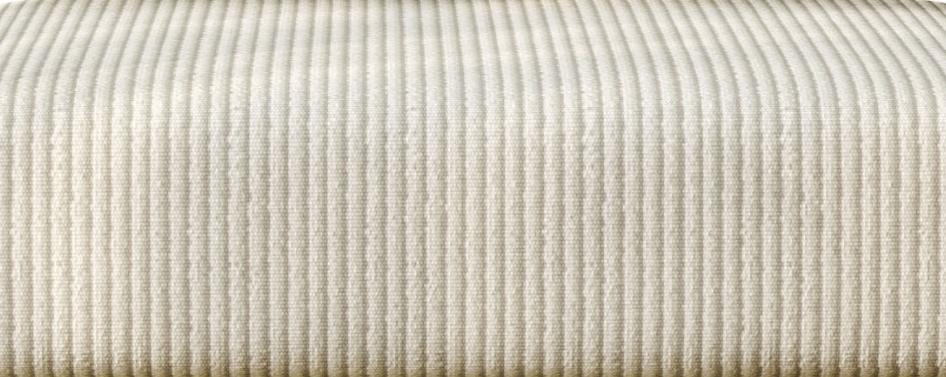 Closeup of a beige corduroy fabric with fine vertical ribs for upholstery