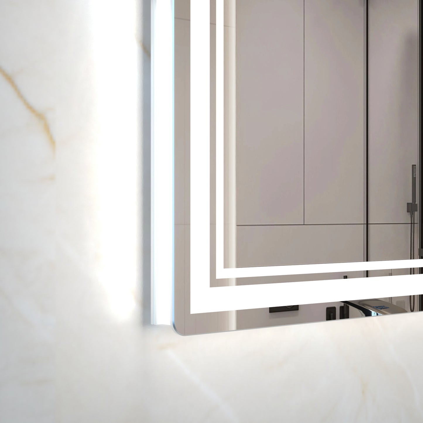 Modern illuminated bathroom mirror with integrated LED lighting cm