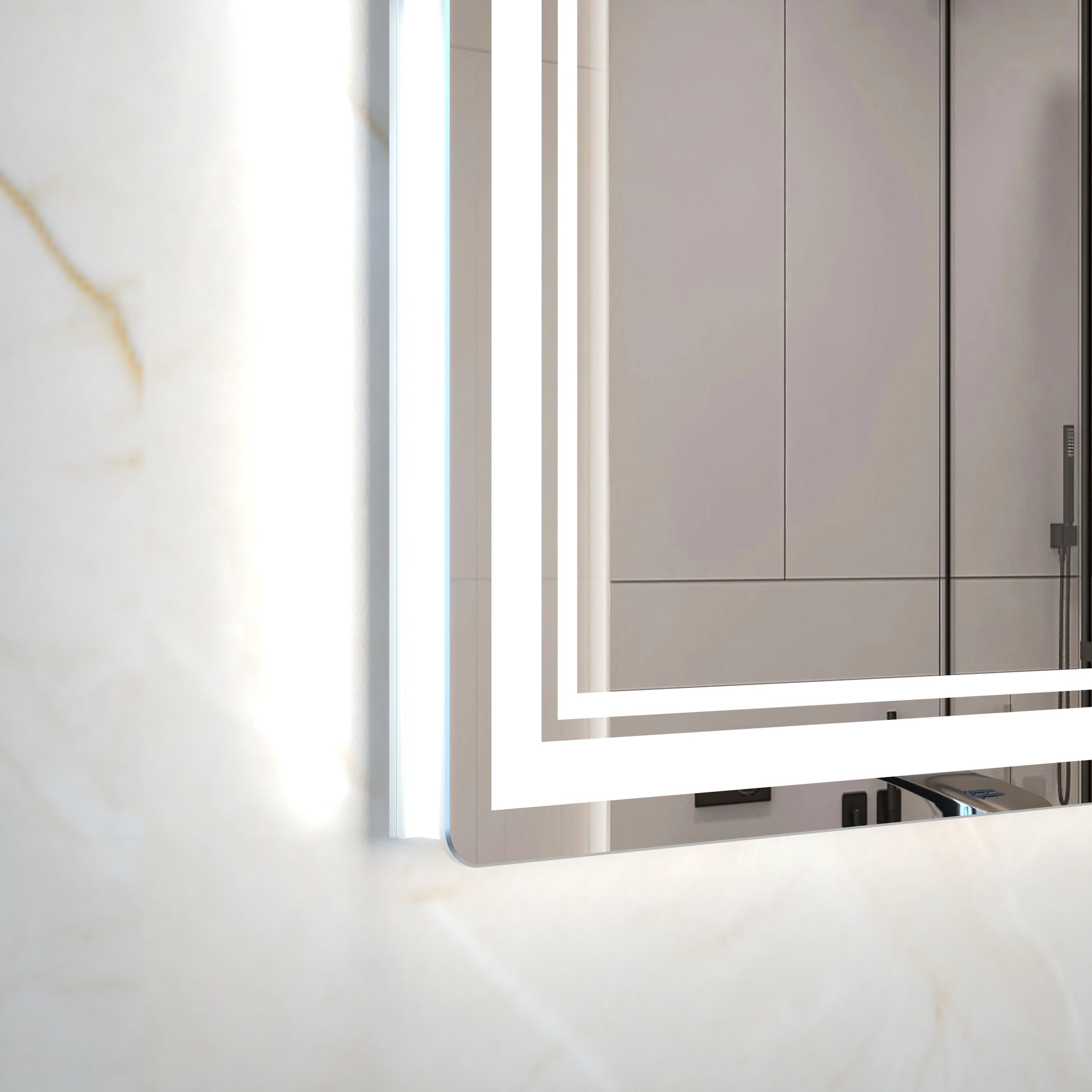 Modern illuminated bathroom mirror with integrated LED lighting cm