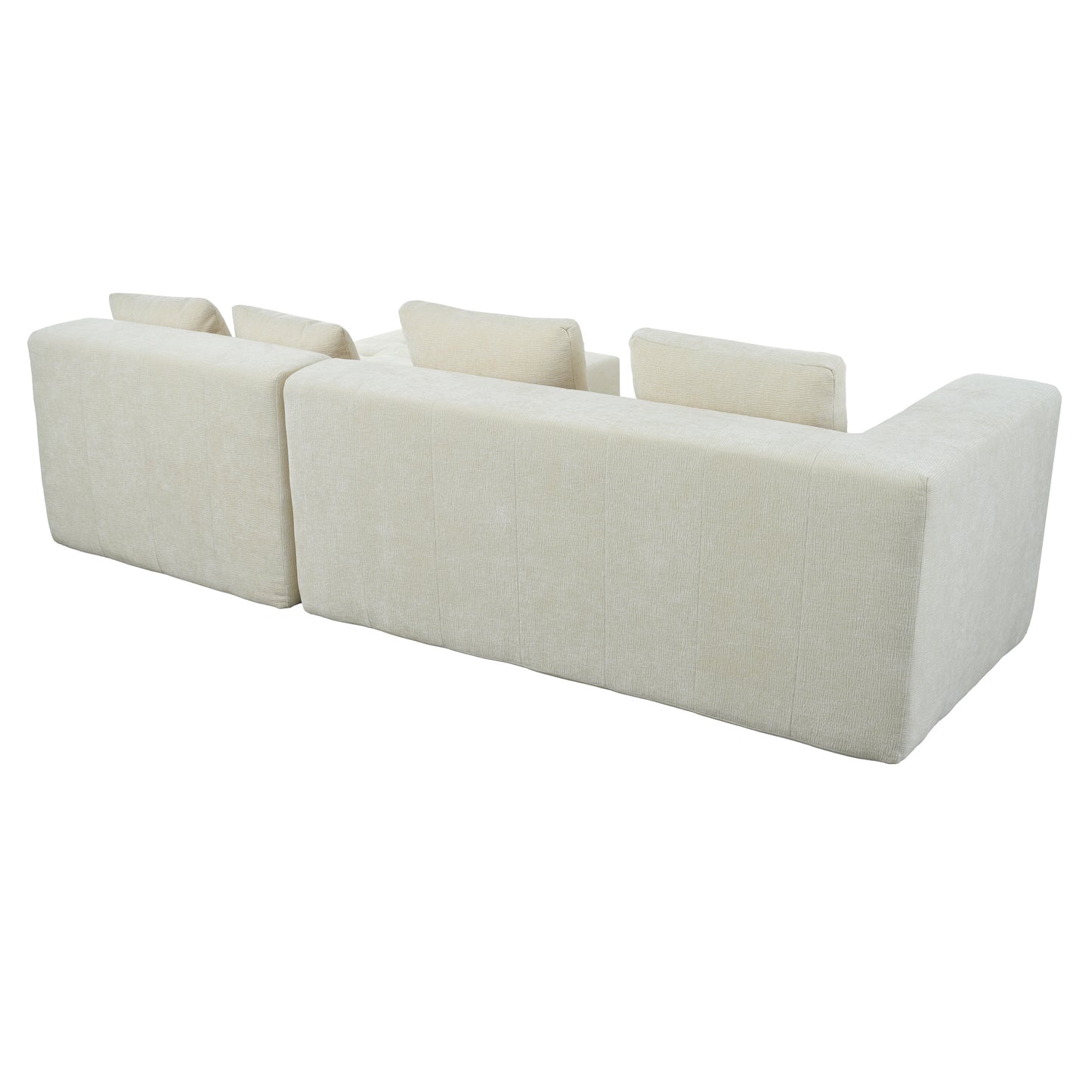 Cream upholstered sectional sofa with textured fabric and loose back cushions modern living room furniture