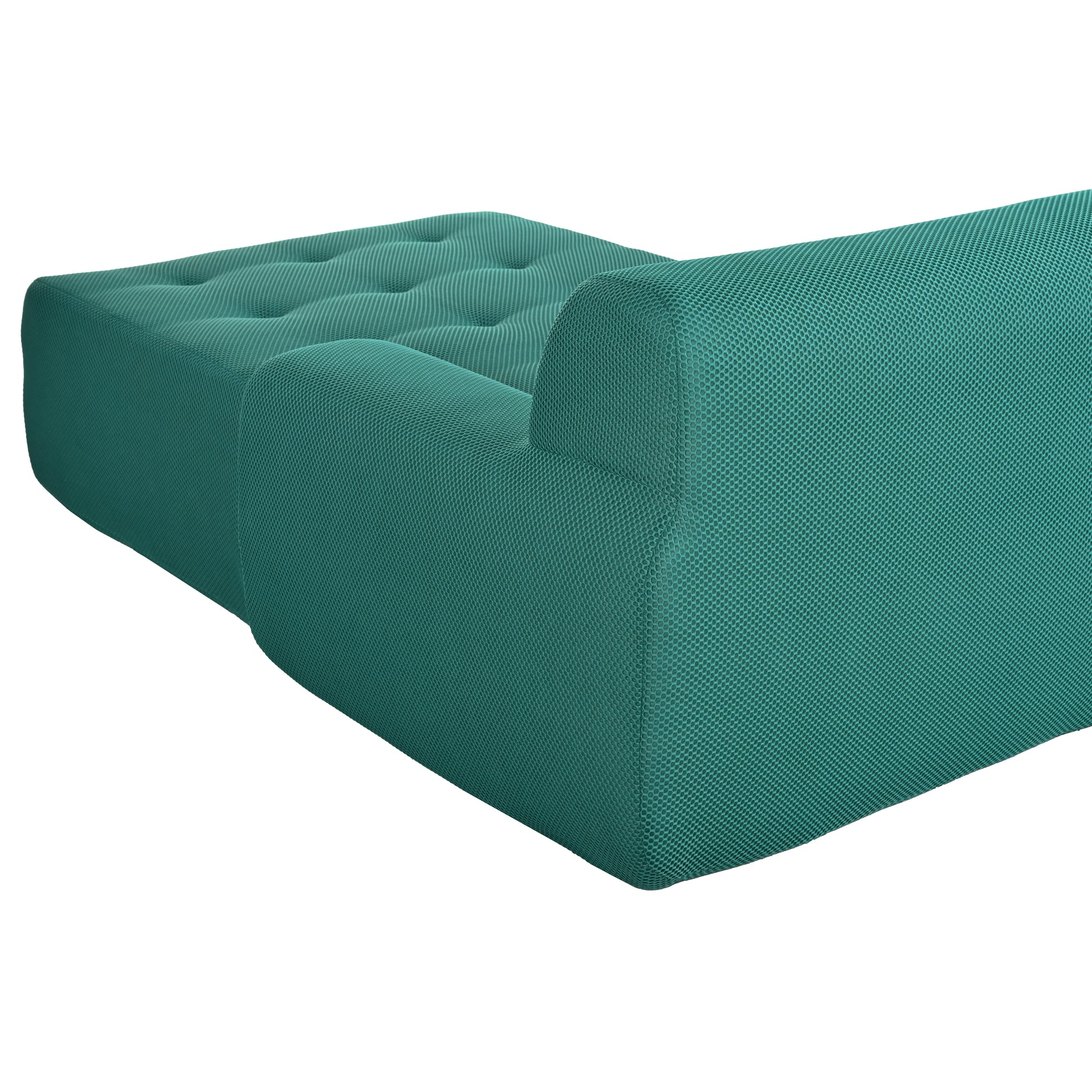 Teal tufted ottoman with honeycomb texture modern living room furniture