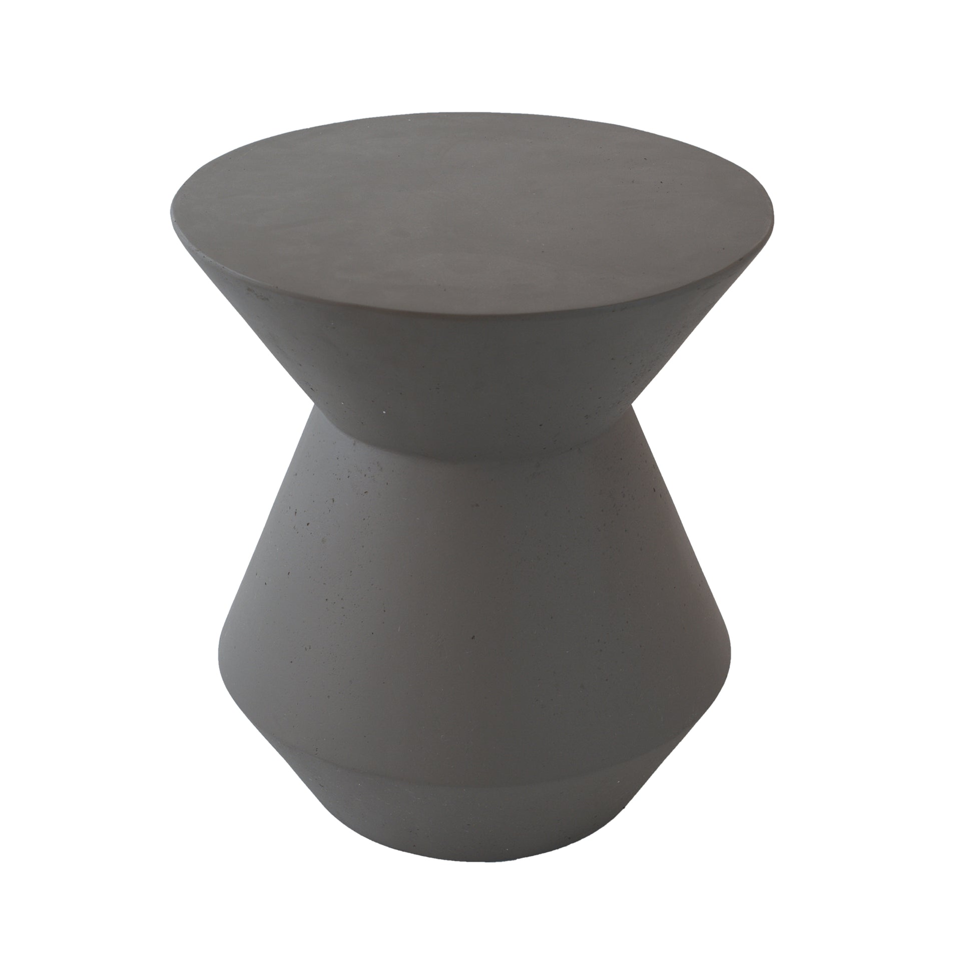 Grey concrete hourglass stool modern side table accent for living room